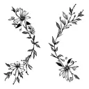 goth august and december birth flower bouquet tattoo design idea