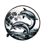 dolphin and full moon  tattoo design idea
