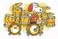 Snoopy playing drums tattoo design idea