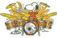 Snoopy playing drums tattoo design idea