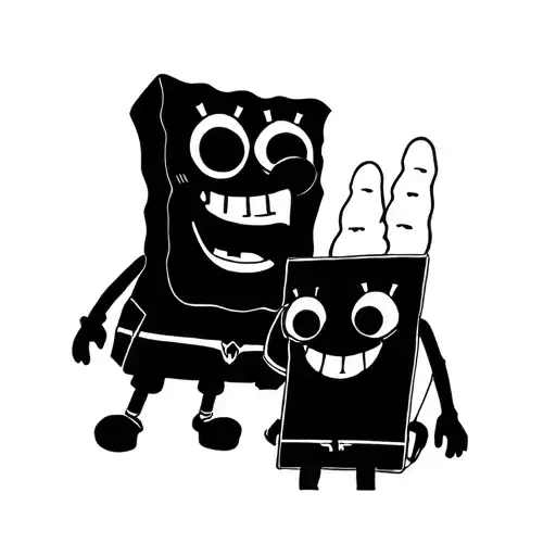 Outline of spongebob and patrick tattoo design idea