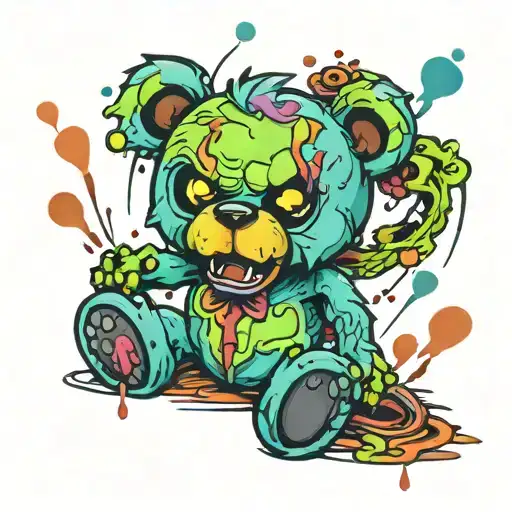 cute zombie teddy bear tattoo design idea