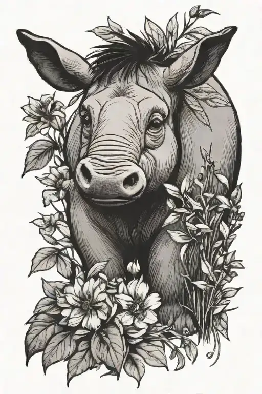 eeyore and wildflowers tattoo design idea