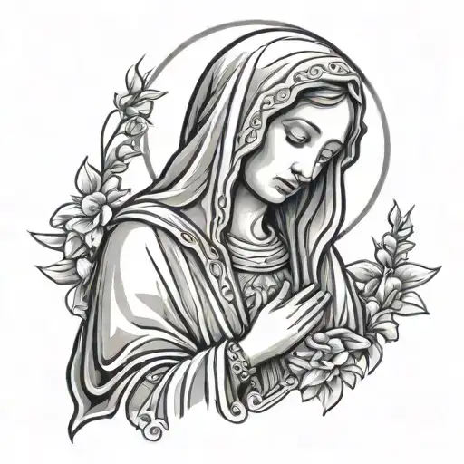 crying virgin mary tattoo design idea