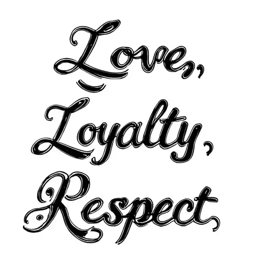 The text "Love, Loyalty, Respect". One word on each line tattoo design idea