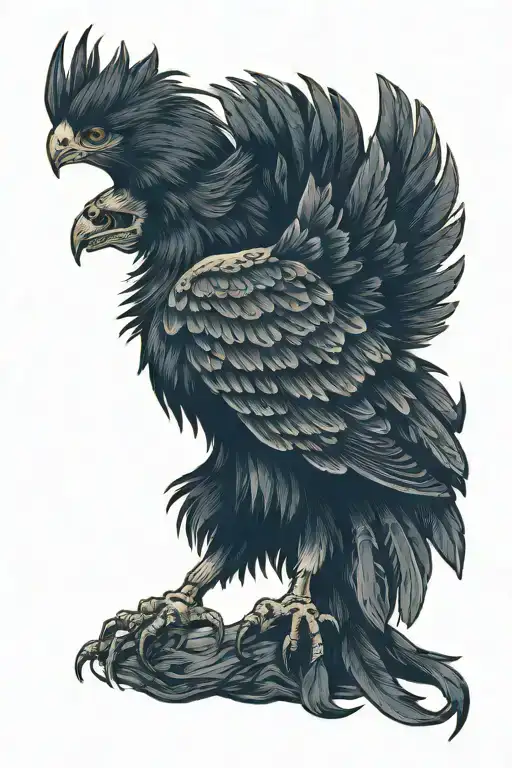 hawk skeleton tattoo design idea