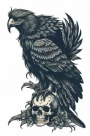 hawk skeleton tattoo design idea