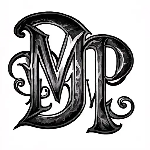 I want a tattoo with my initial p m p and my number 19. I want letters and numbers to be intertwined tattoo design idea