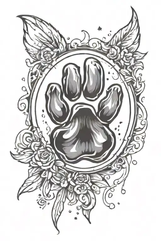 a single paw print with a halo above it tattoo design idea