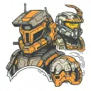 Doom guy , Dead space and master chief helmet line art tattoo design idea