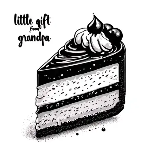 cheesecake with the words a little gift from grandpa cartoon and small tattoo design idea