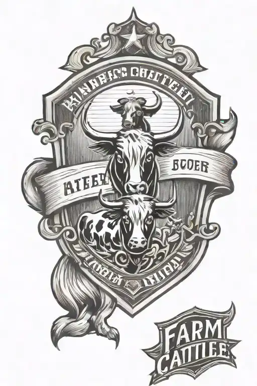 Farm, cattle brand shield tattoo design idea