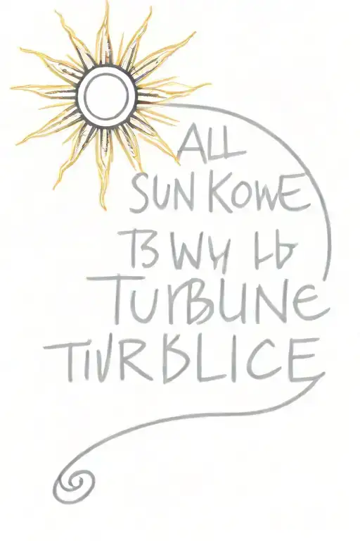 sunshine with text all i know is its turbulence & 🩵 is on my side tattoo design idea