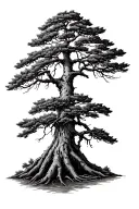 cedar tree with the branches tattoo design idea