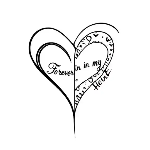 "Forever in my heart" Half heart tattoo design with words on one side tattoo design idea