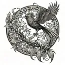 phoenix and tree of life tattoo tattoo design idea