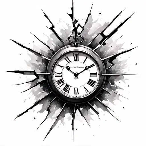 broken clock tattoo design idea