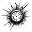 broken clock tattoo design idea