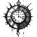 broken clock tattoo design idea