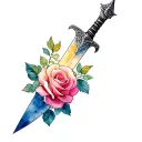 dagger with roses growing tattoo design idea