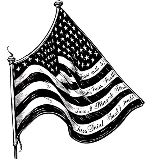 American flag waving with this too shall pass written tattoo design idea