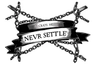 Create me tattoo in collarbone with chains coming from shoulder and breaking in between in centre I need "NEVER SETTLE F tattoo design idea