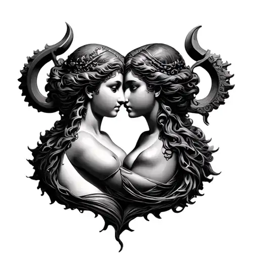 double venus symbol with shadow tattoo design idea
