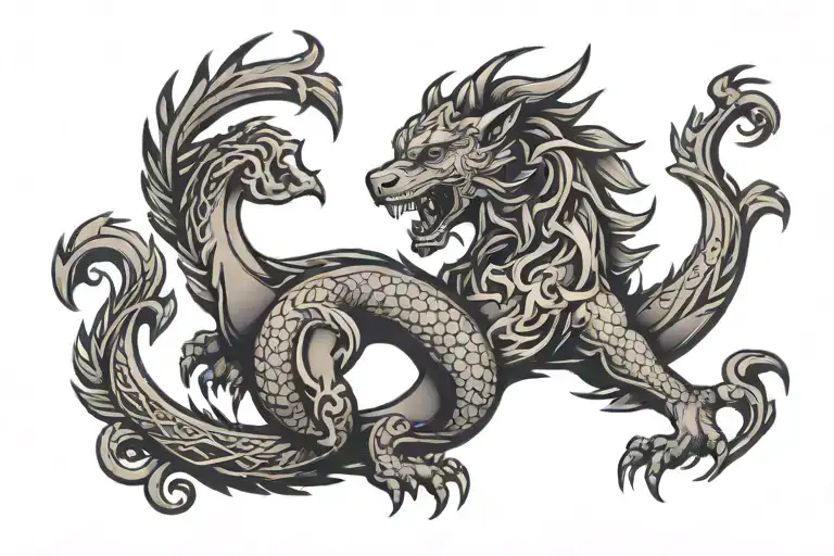 leo symbol with a dragon tattoo design idea