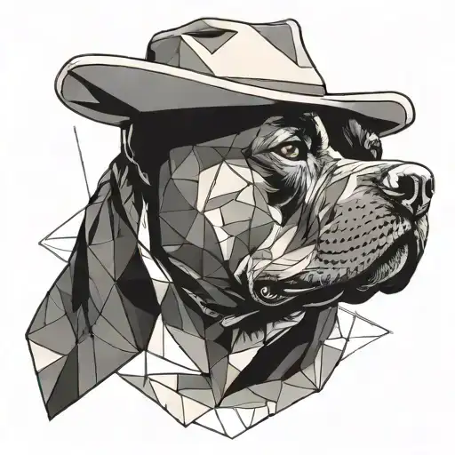 staffy wearing a cowboy hat tattoo design idea