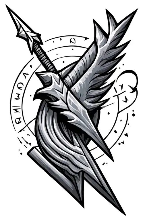 A arrow with Aquarius and Taurus signs built in mostly fine like  tattoo design idea