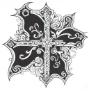 A stylized cross incorporating elements of Azores Portugal, such as traditional patterns or symbols tattoo design idea