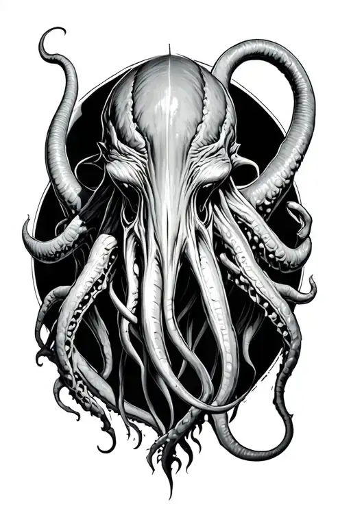 cthulhu coming out deamon tattoo design idea