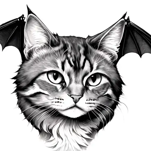 Cat With Bat Wings tattoo design idea