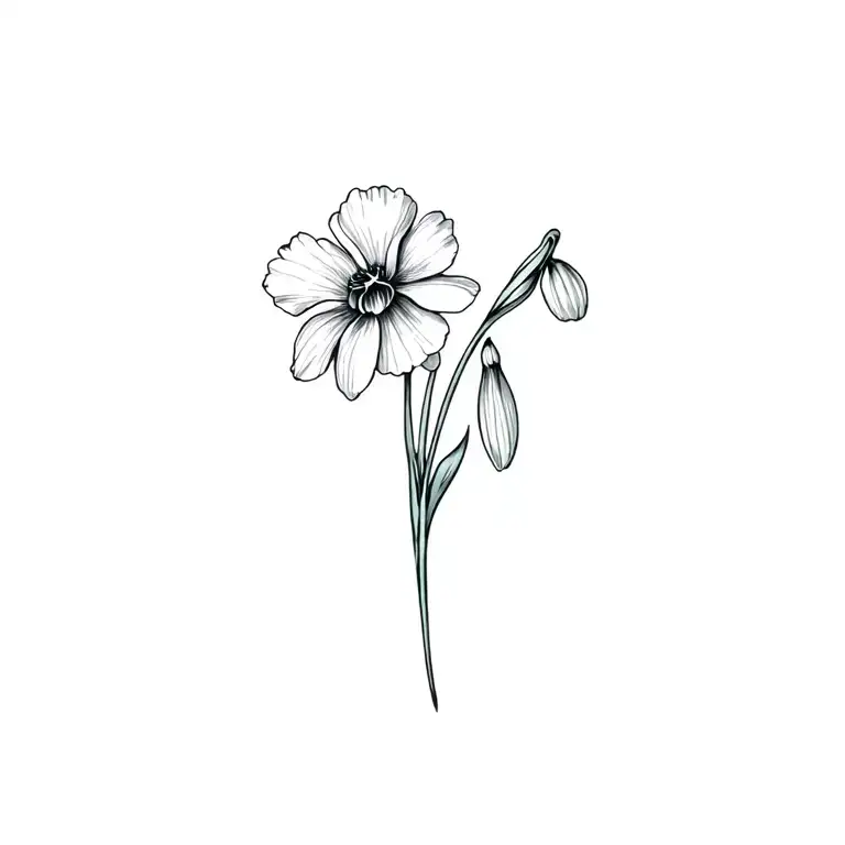 snowdrop and carnation tattoo design idea