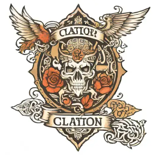 Tattoo concept with the names, "Clayton" and "Carter", banded around my collar, shoulders, back and chest. tattoo design idea