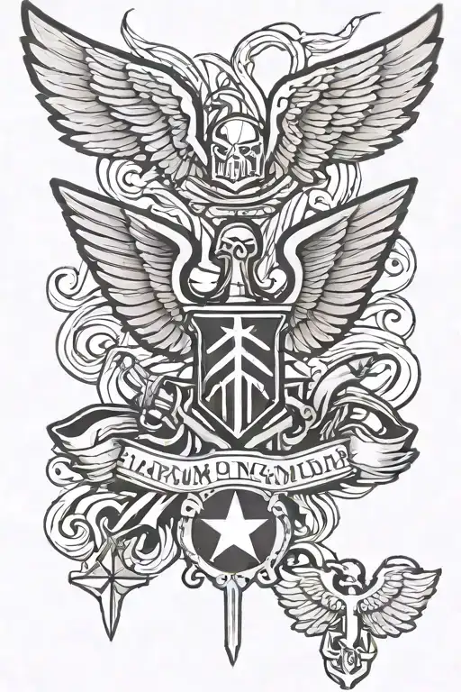 army jump wings and army medic symbol tattoo design idea
