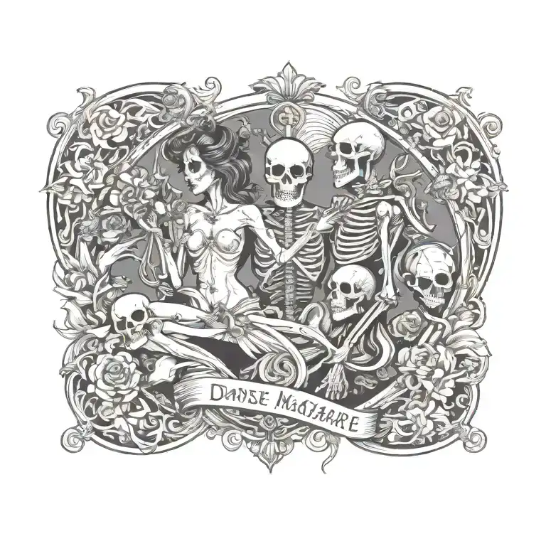 danse macabre renaissance inspired tattoo design idea