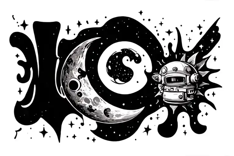 I love you to the infinite, the moon, the sun, the stars, pi, the astronaut tattoo design idea