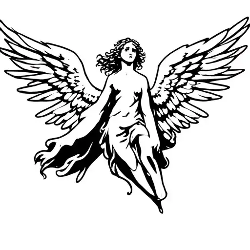 angel falling tattoo design idea