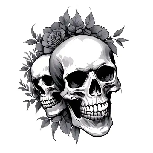 2 Skulls tattoo design idea