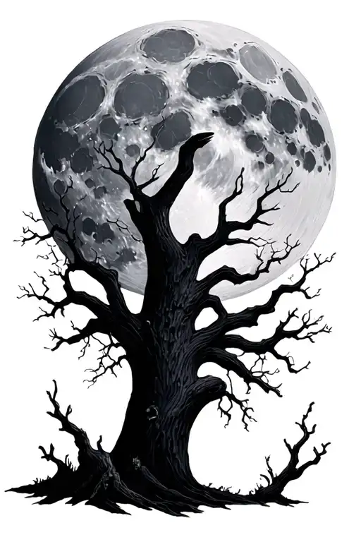 the moon, life in solitude tattoo design idea