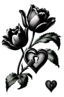 2 tulip with a heart shaped lock tattoo design idea