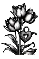 2 tulip with a heart shaped lock tattoo design idea