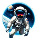 space theme astronaut floating in space tattoo design idea