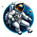 space theme astronaut floating in space tattoo design idea