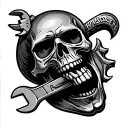 skull eddie Iron Maiden with a wrench in mouth open tattoo design idea