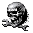skull eddie Iron Maiden with a wrench in mouth open tattoo design idea