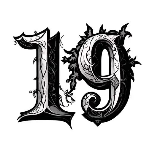 Victor or Hewitt, Gotic Style, Number 19 tattoo design idea
