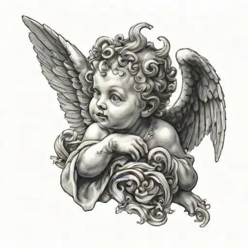 gothic cherub tattoo design idea