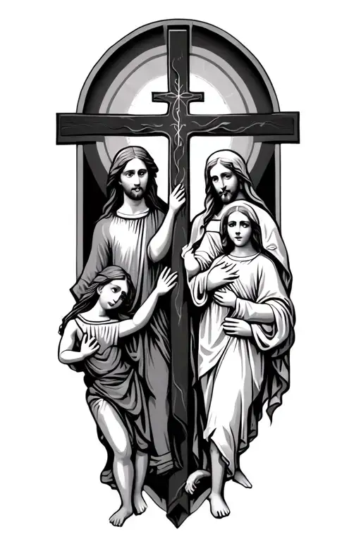 Holy cross and family tattoo design idea